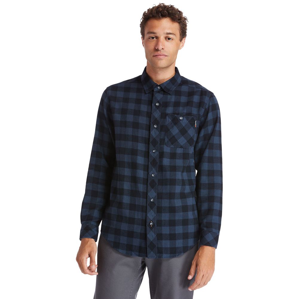 Camasi Timberland Barbati Bleumarin - Pro® Woodfort Midweight Flannel Work - Romania - BWVNMI435